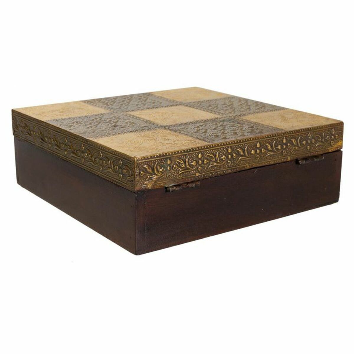 Smyckeskrin Alexandra House Living Mörkbrun Mässing Mangoträ Trä MDF 20 x 7 x 20 cm - 5
