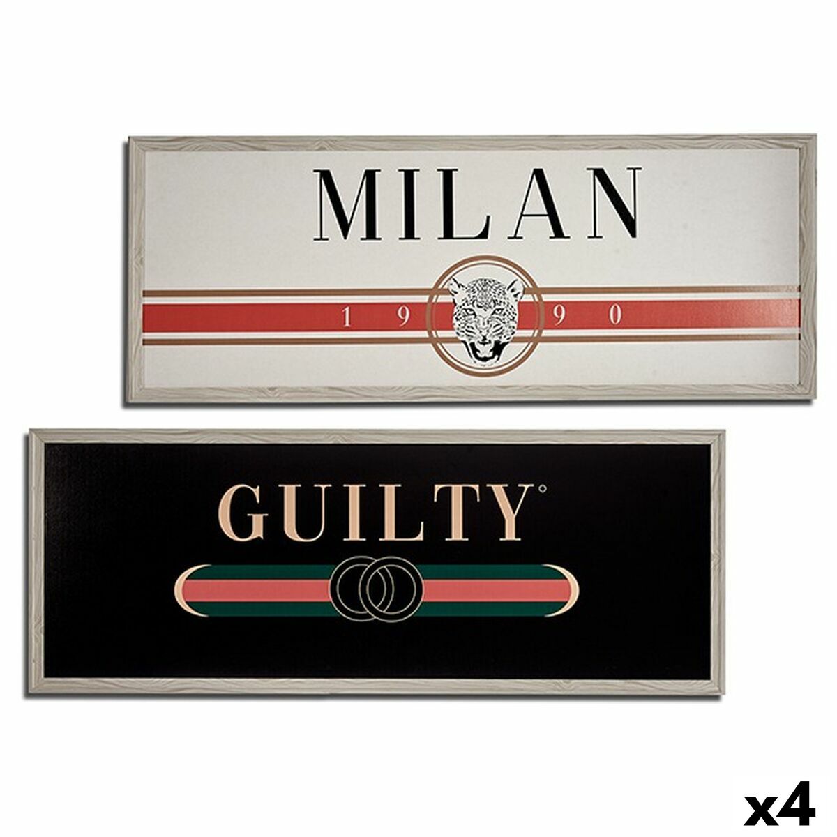 Tavla Gift Decor GUILTY MILAN Vit Svart Beige Kräm spånskiva 2 x 46 x 121 cm (4 antal)