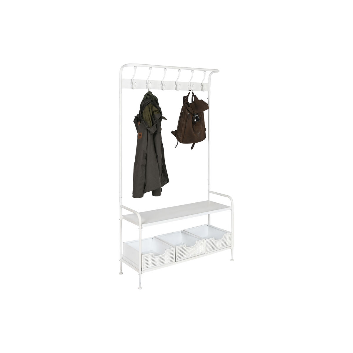 Klädhängare med hylla Home ESPRIT Vit Metall Loft 110 x 36 x 186 cm - 6