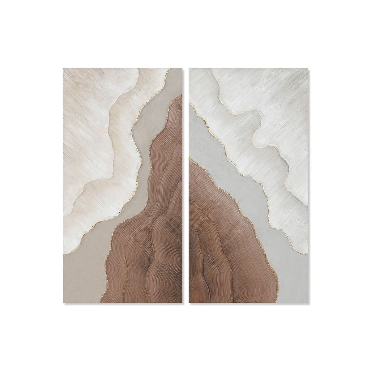 Kanvas Home ESPRIT Vit Brun Abstrakt Skandinavisk 50 x 3 x 100 cm (2 antal)