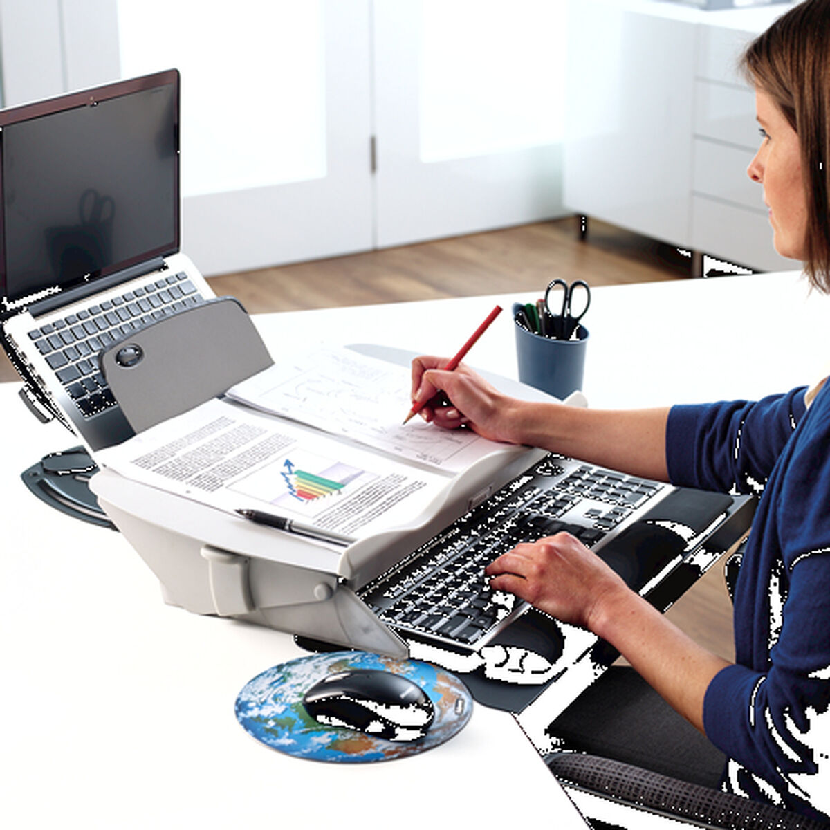 Hållare Fellowes Easy Glide Stöd Multifunktion Svart Grå 22,6 x 57,5 x 38 cm - 2
