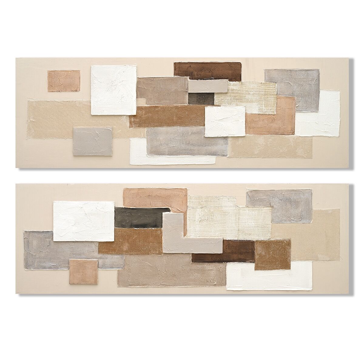 Kanvas Home ESPRIT Vit Beige Abstrakt Urban 150 x 3 x 50 cm (2 antal)