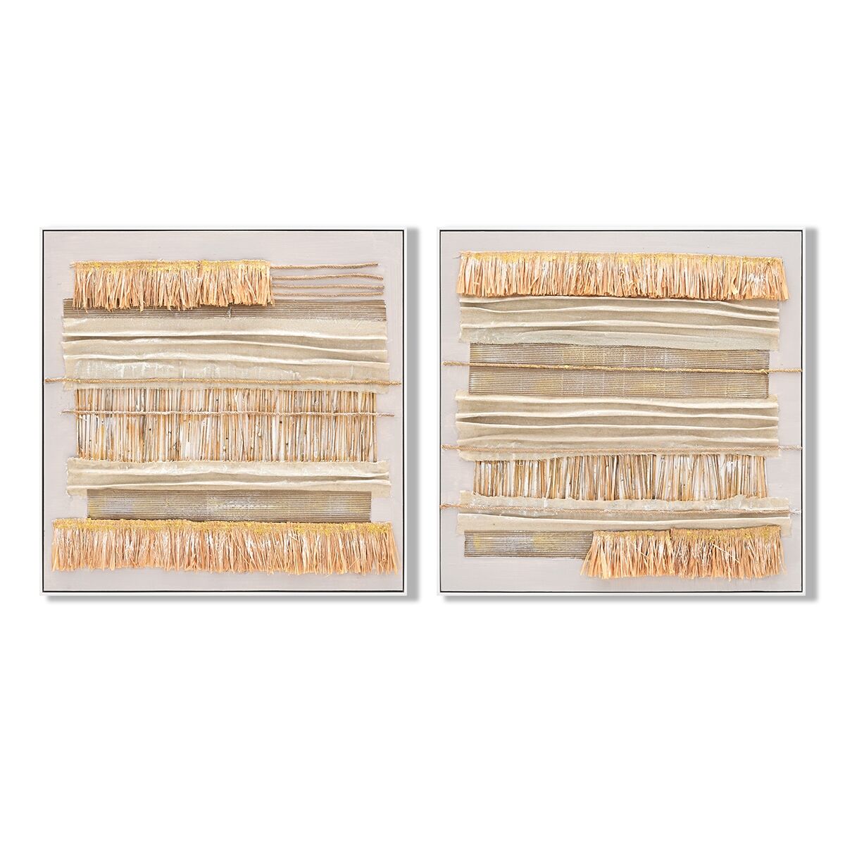 Kanvas Home ESPRIT Beige Naturell Boho 82 x 4,5 x 82 cm (2 antal)