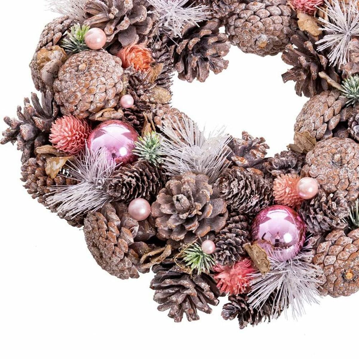Julkrans Vit Rosa Plast Foam 26 x 26 x 8 cm - 2