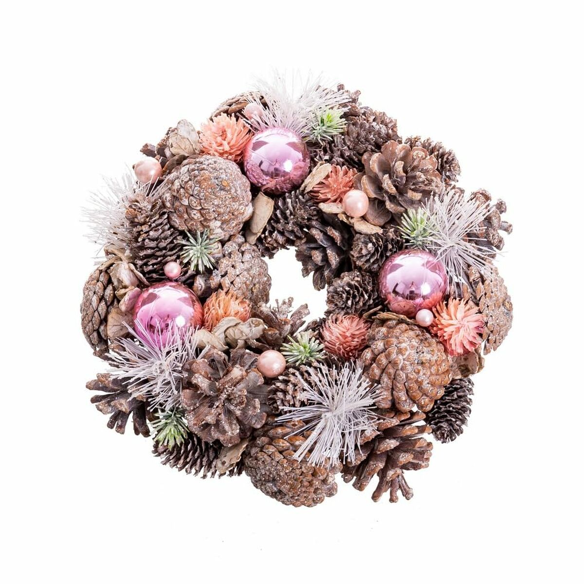 Julkrans Vit Rosa Plast Foam 26 x 26 x 8 cm - 4