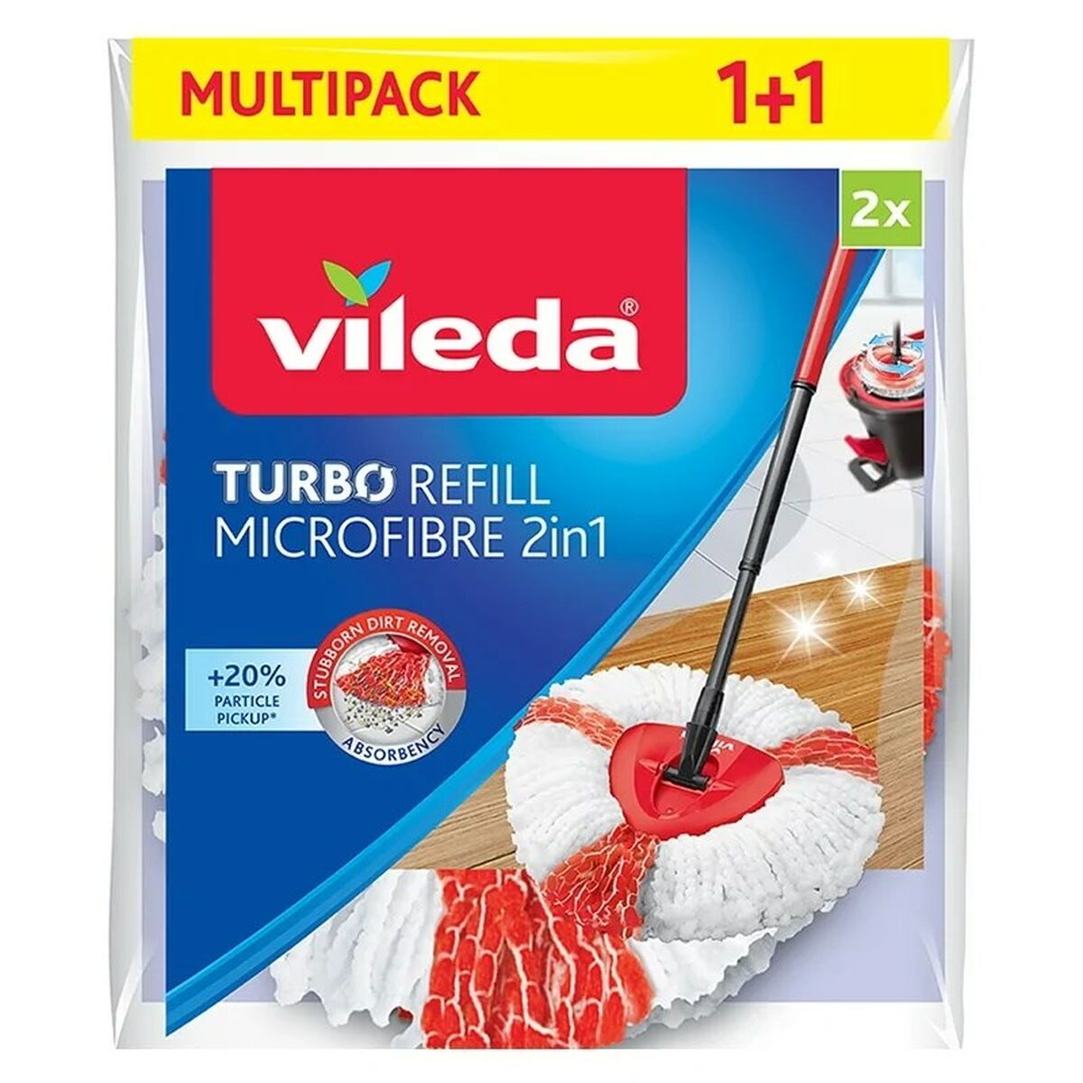 Reservgolfmopp Vileda Turbo 2in1 Mikrofiber Polyamid Polyester (2 antal)