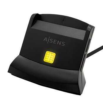 Kortläsare DNI/SIP Aisens Lector De Tarjeta Dni Con Lector De Tarjetas SIM, SD, Micro SD, MMC, RS-MMC, MMC Micro, USB-C, Negro