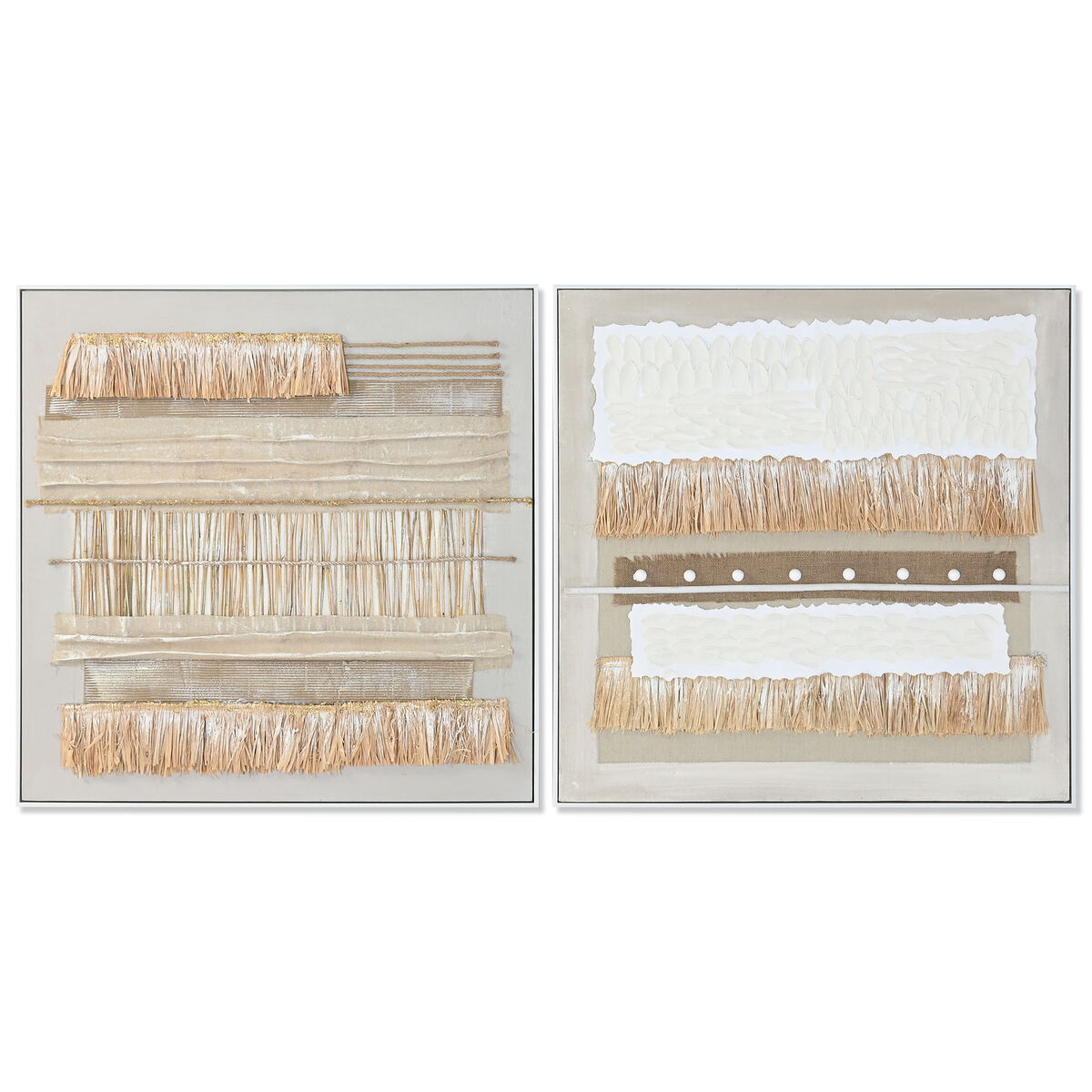 Kanvas Home ESPRIT Vit Naturell Boho 82 x 4,5 x 82 cm (2 antal)