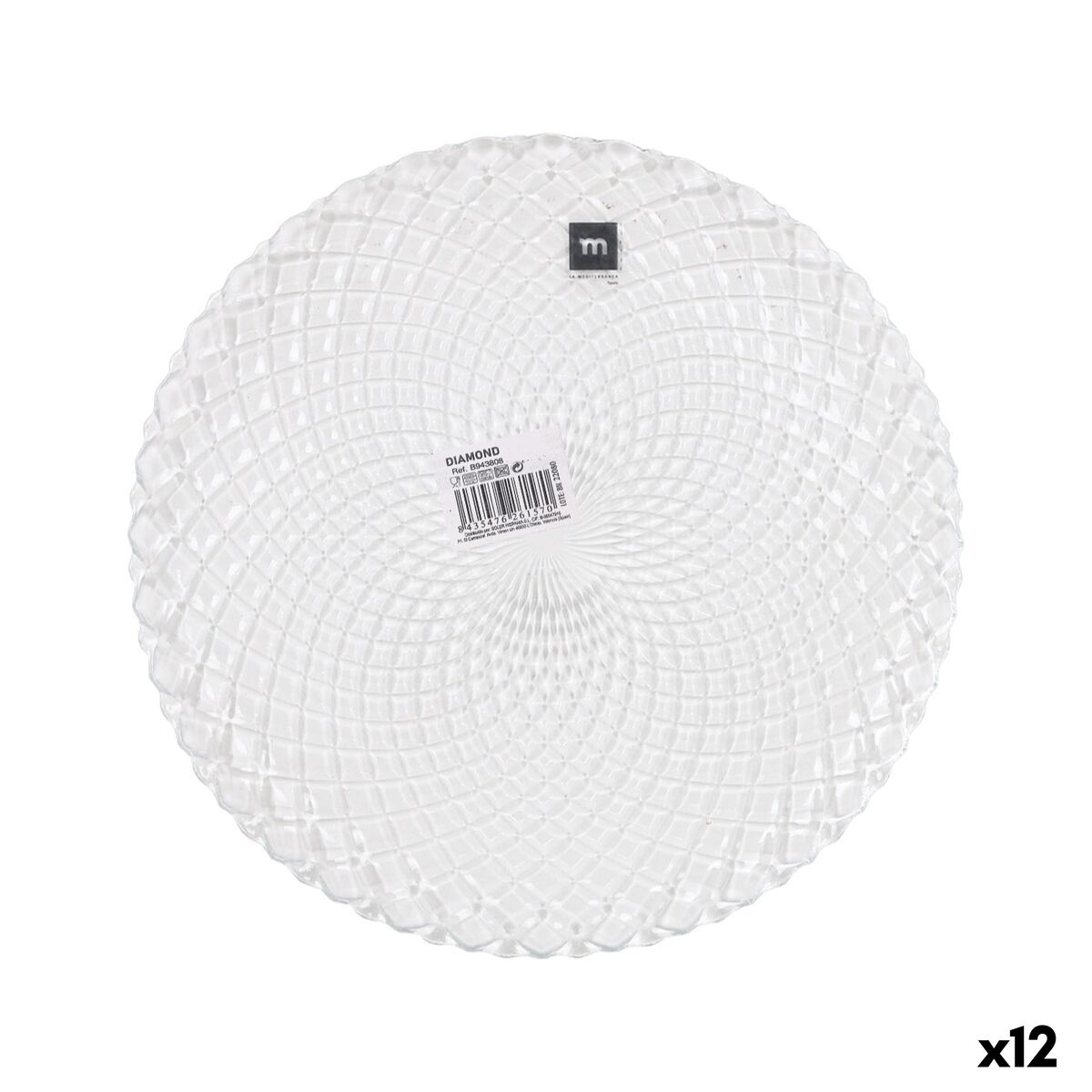Servingsfat La Mediterránea Diamond Transparent Glas Rund Ø 31 cm (12 antal)