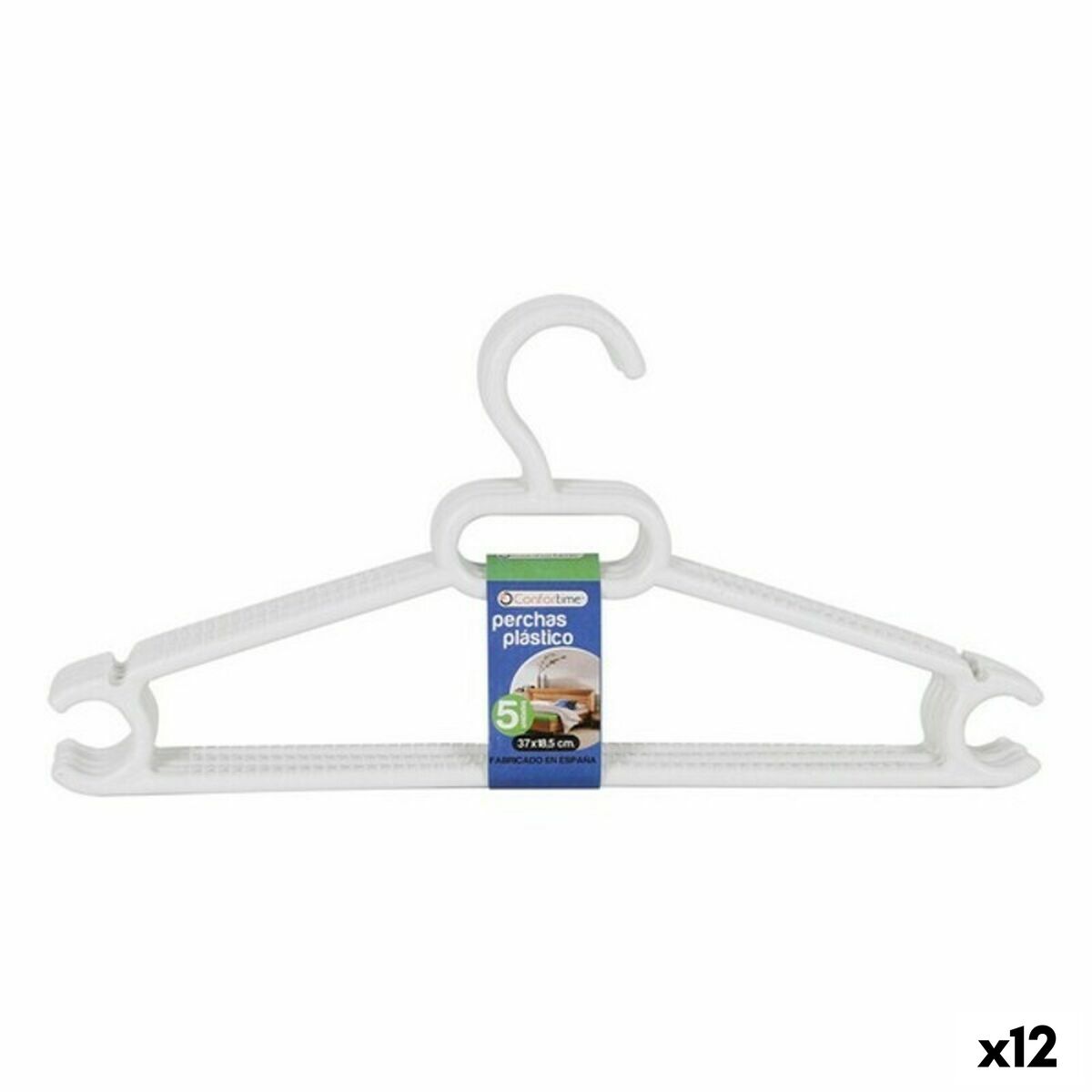 Hängare Ruth Dem Ruth Vit Plast 5 Delar 37 x 18,5 x 3 cm (12 antal)