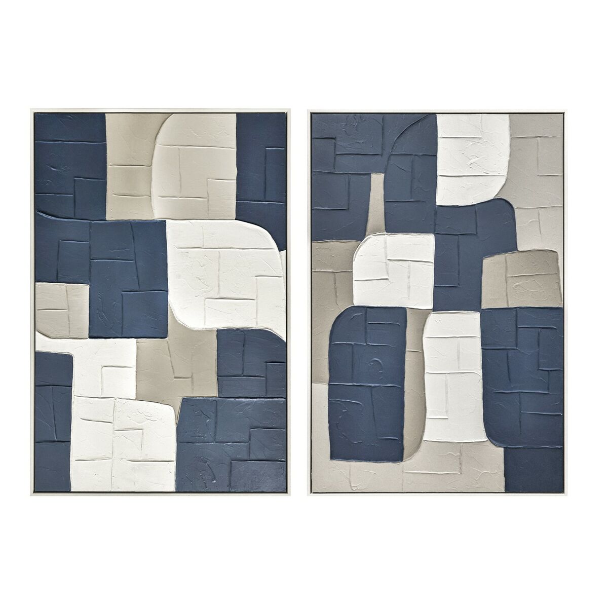 Kanvas Home ESPRIT Blå Vit Abstrakt Urban 83 x 4 x 123 cm (2 antal)