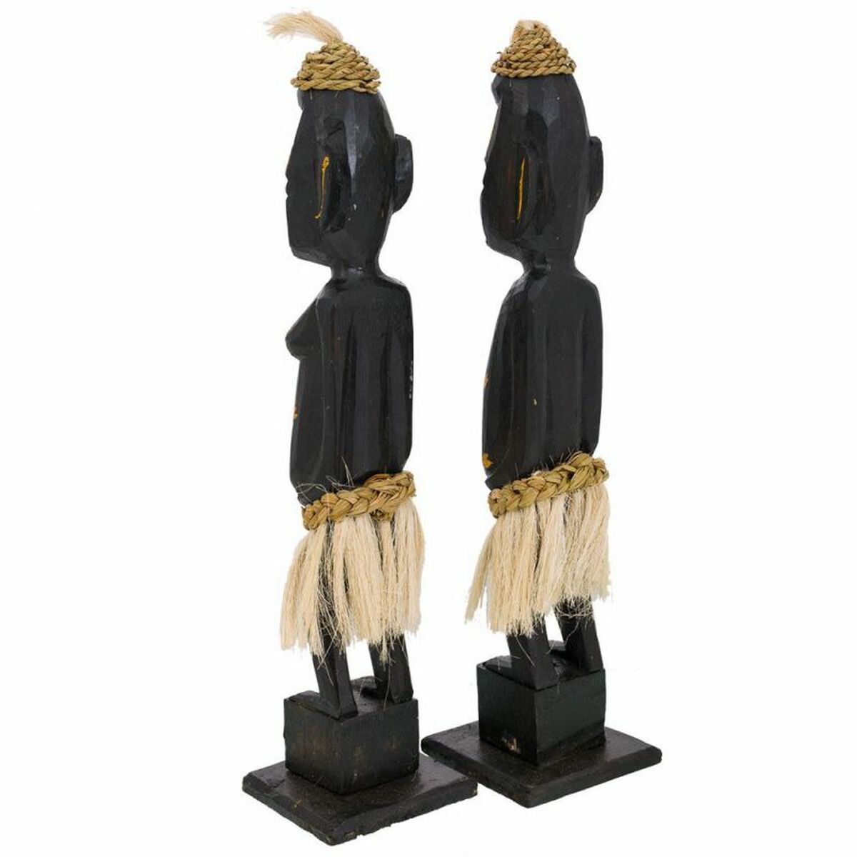 Sats med figurer Alexandra House Living Svart Trä Etnisk 12 x 50 x 12 cm 2 Delar - 3