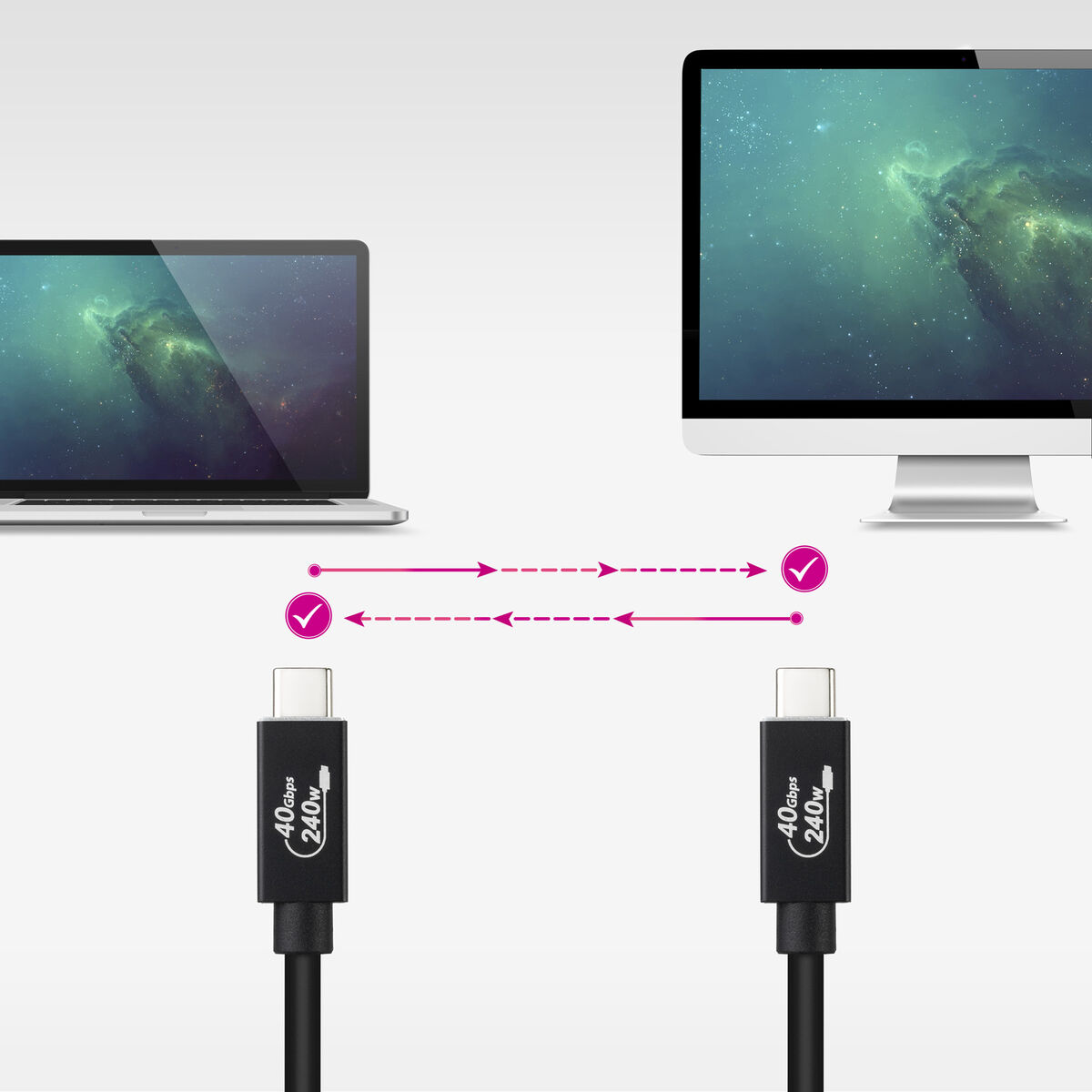 USB-C-kabel NANOCABLE Svart 1 m - 2