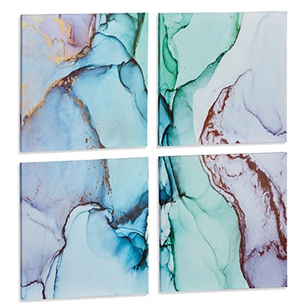 Kanvas Gift Decor Kanvas 35 x 7 x 35 cm Marmor Blå (6 antal) - 5