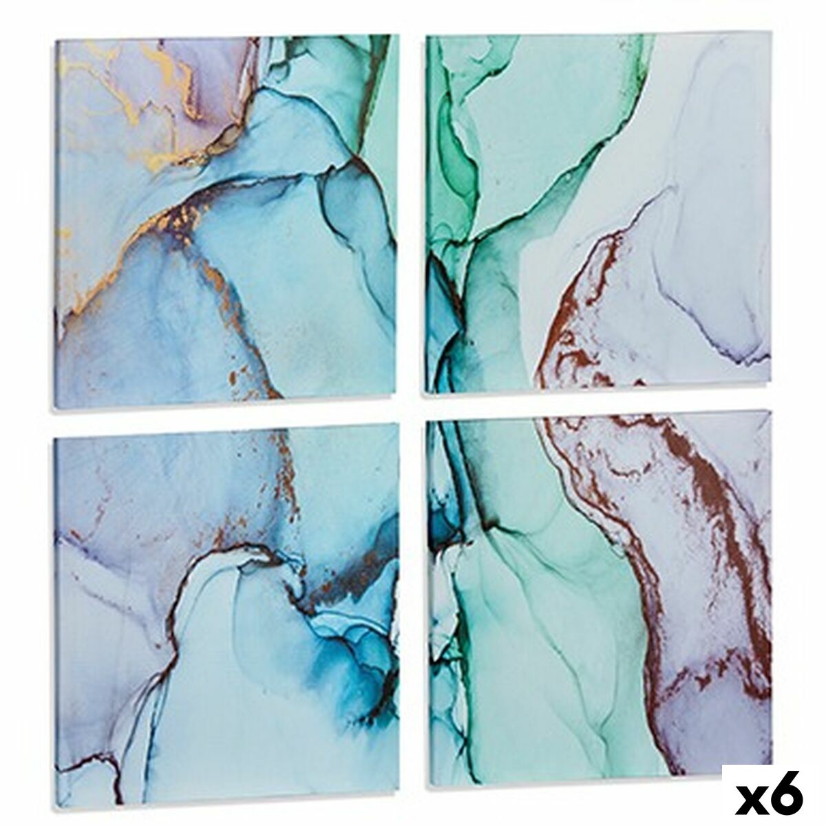 Kanvas Gift Decor Kanvas 35 x 7 x 35 cm Marmor Blå (6 antal)