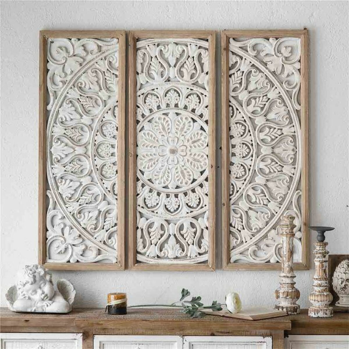 Väggdekoration Alexandra House Living Granträ Trä MDF 2 x 90 x 90 cm 3 Delar - 3