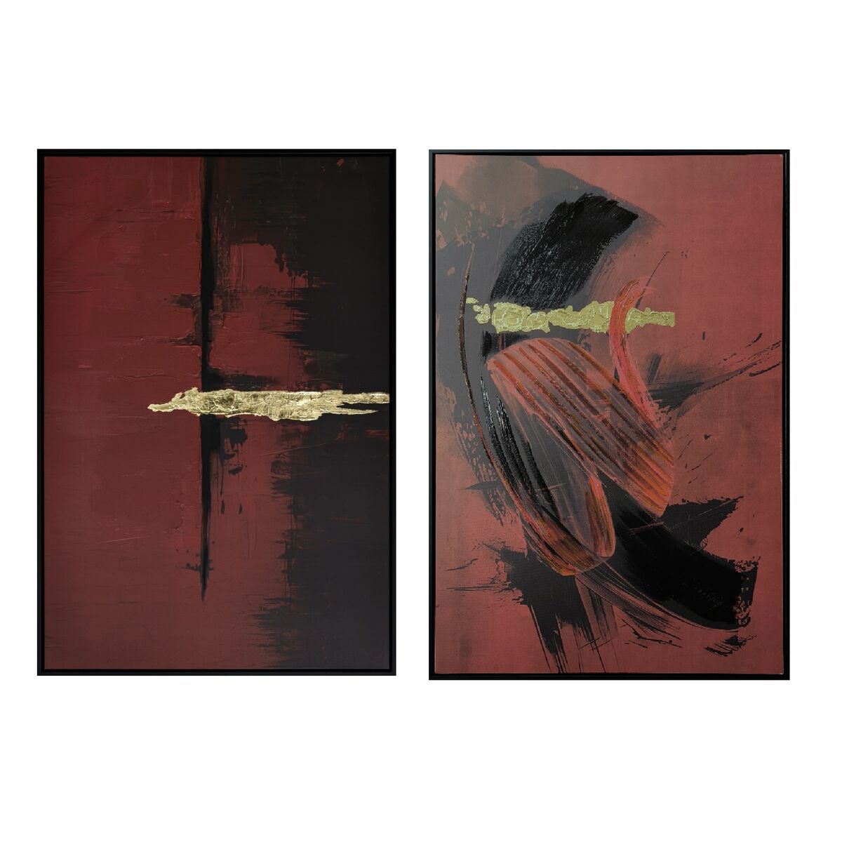 Kanvas Home ESPRIT Svart Röd Modern 83 x 4 x 123 cm (2 antal)