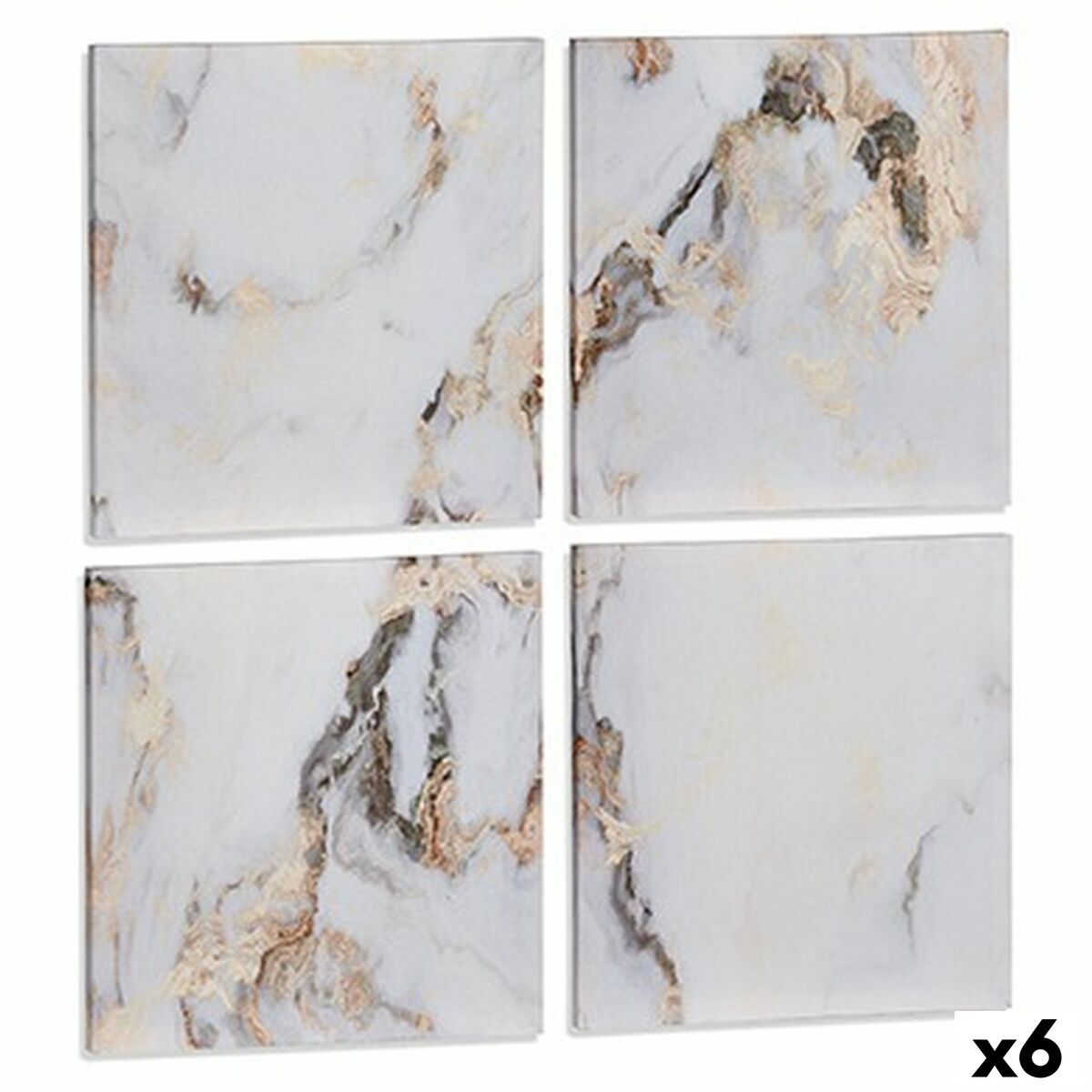 Kanvas Gift Decor Kanvas 35 x 7 x 35 cm Marmor Vit (4 Delar) (6 antal)