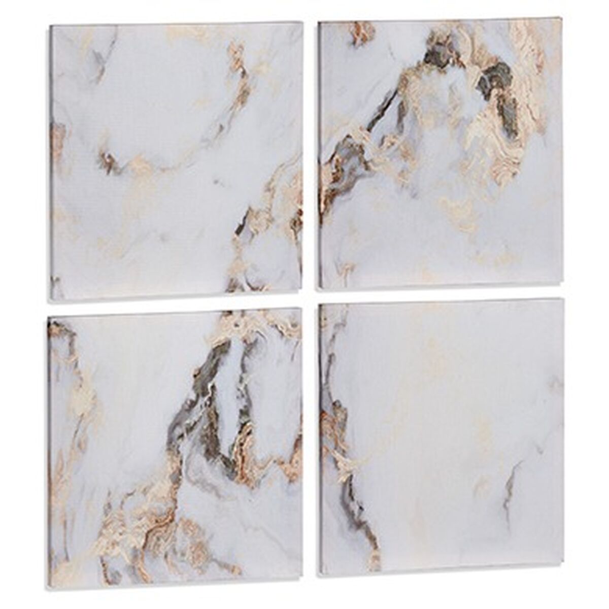 Kanvas Gift Decor Kanvas 35 x 7 x 35 cm Marmor Vit (4 Delar) (6 antal) - 5