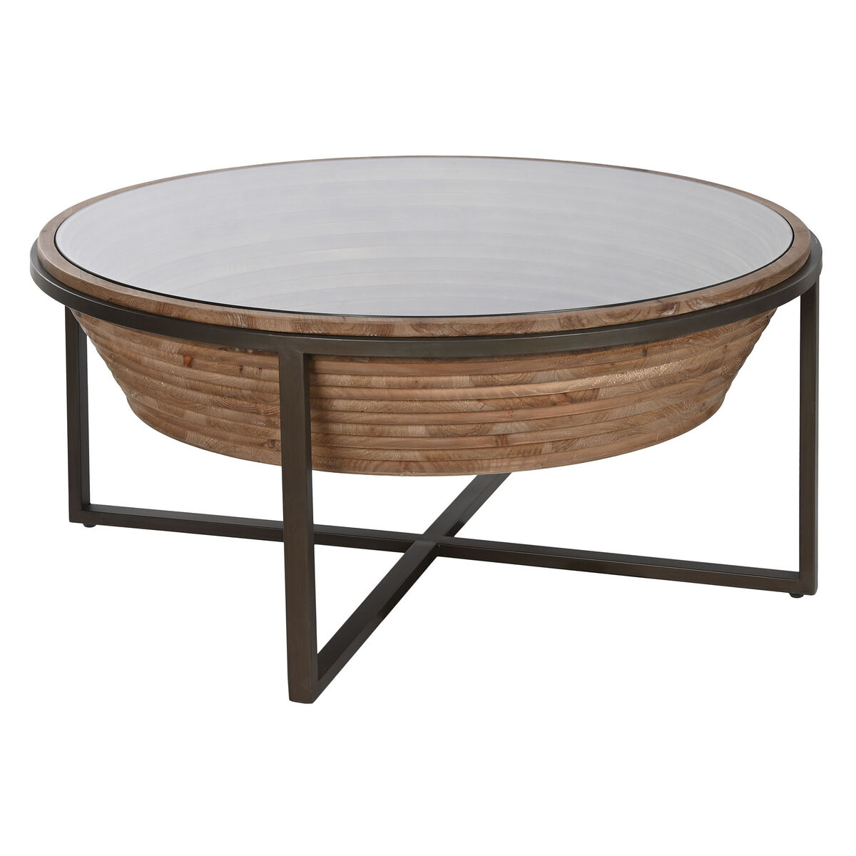 Soffbord Home ESPRIT Glas Granträ 102 x 102 x 46 cm