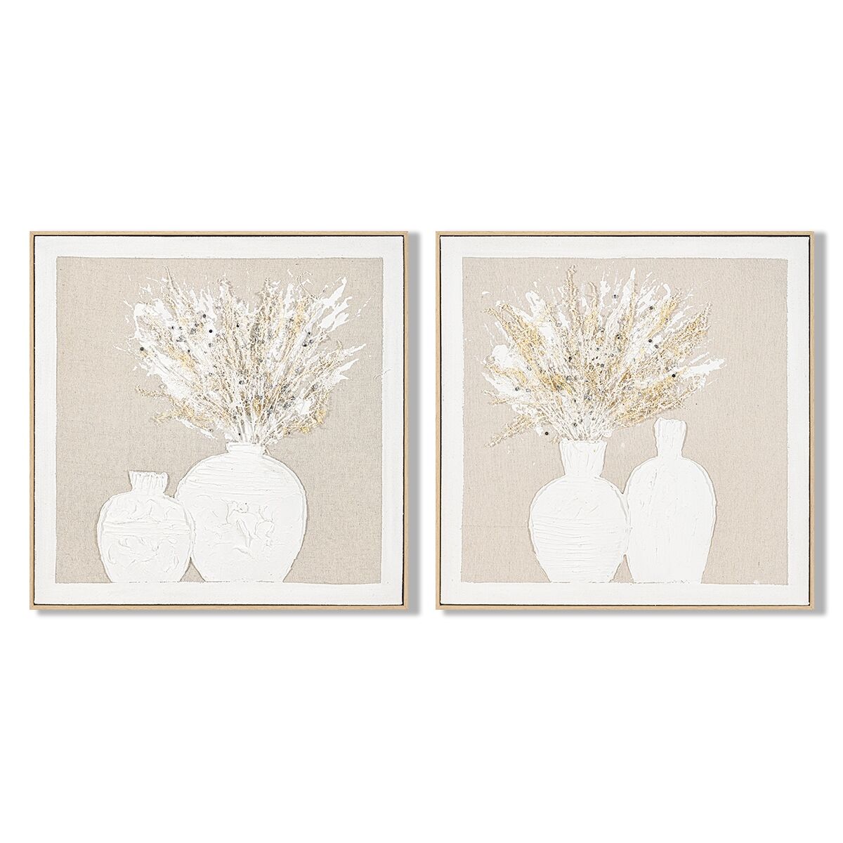 Kanvas Home ESPRIT Vit Beige Vas Cottage 62 x 4,5 x 62 cm (2 antal)