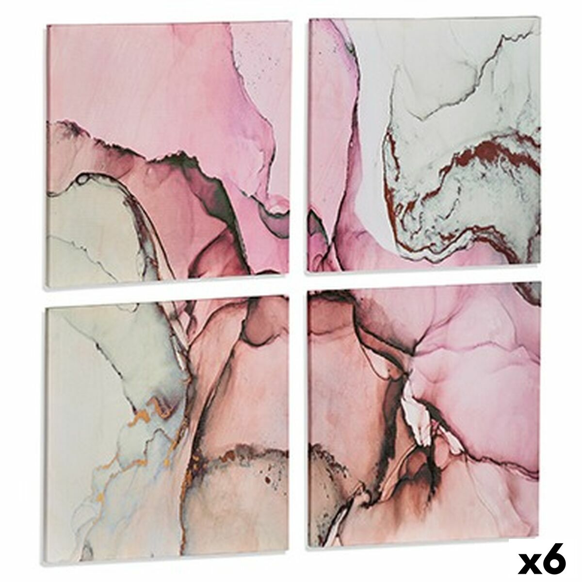 Kanvas Gift Decor Kanvas 35 x 7 x 35 cm Rosa Marmor (4 Delar) (6 antal)