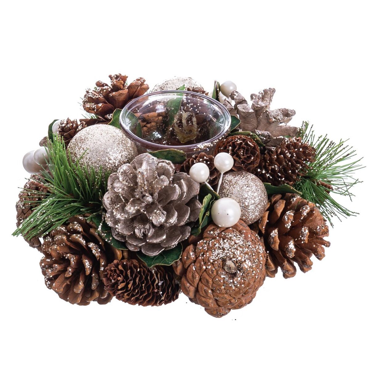 Jul-ljusstake Gyllene Naturell Plast Foam 19 x 19 x 9 cm - 2