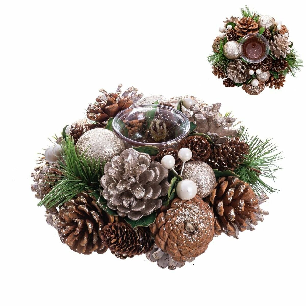 Jul-ljusstake Gyllene Naturell Plast Foam 19 x 19 x 9 cm - 4