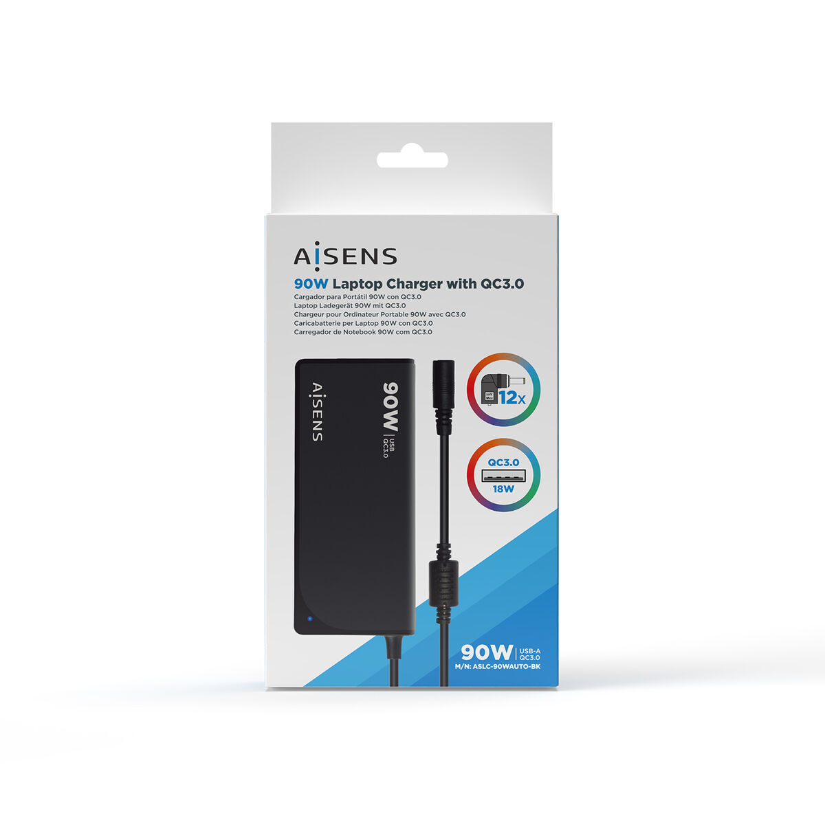 Laptopladdare Aisens ASLC-90WAUTO-BK 90 W Universal