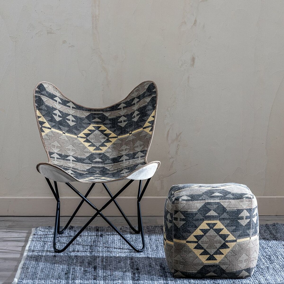 Puff Svart Beige-brun (taupe) 45 x 45 x 45 cm - 7