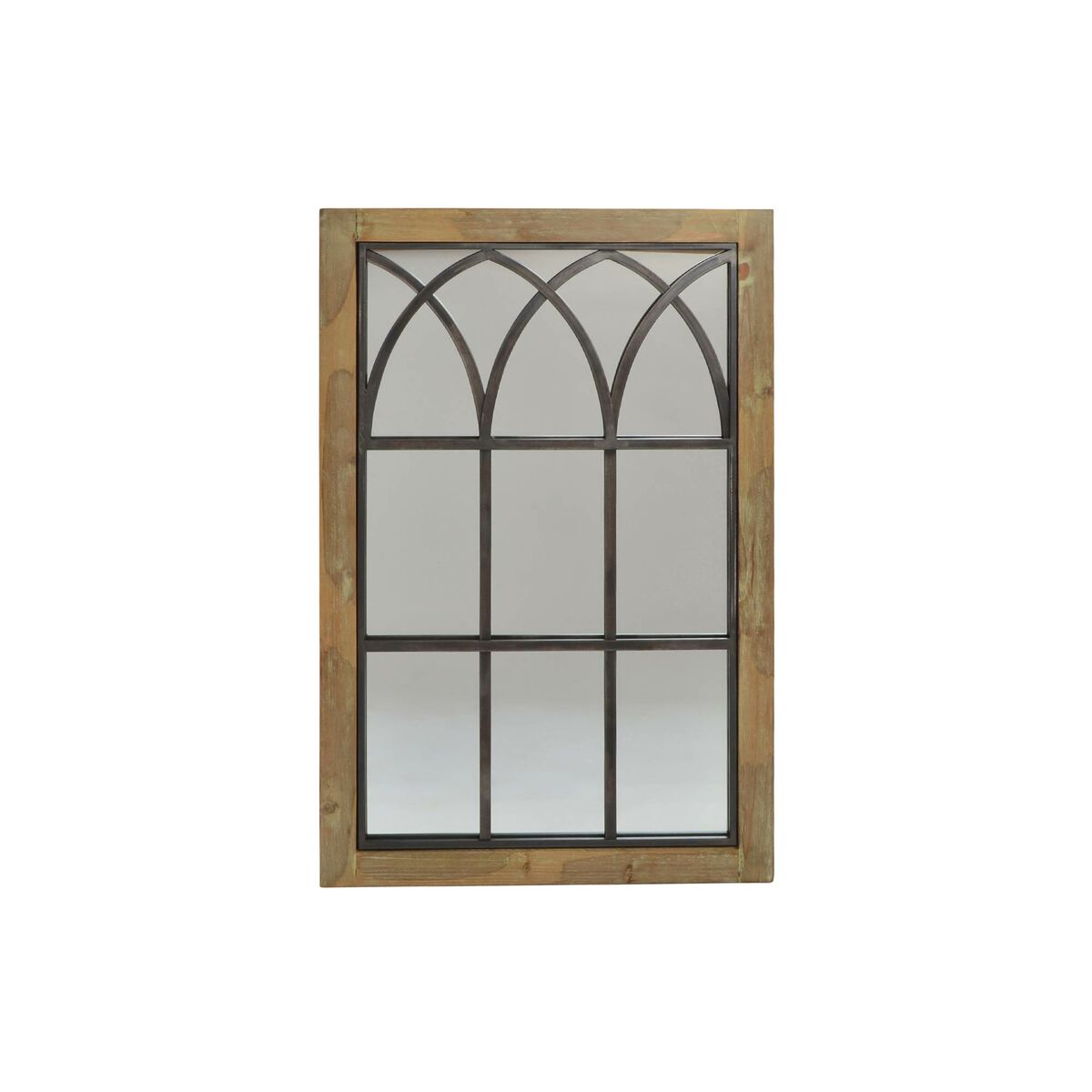 Väggspegel DKD Home Decor Brun Svart Naturell Fönster 60 x 3 x 95 cm - 7