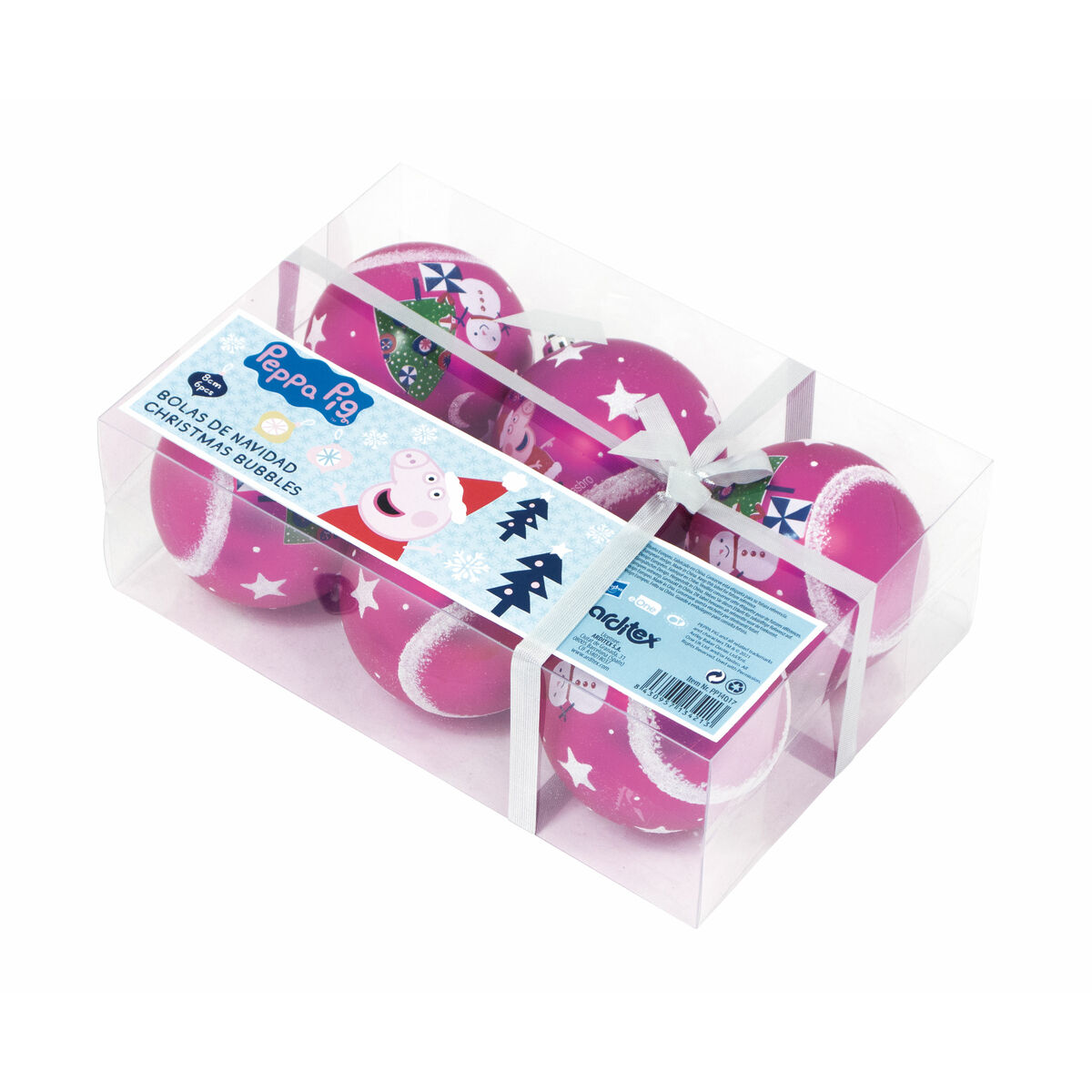 Julgranskula Peppa Pig Cosy corner Fuchsia 6 antal Plast (Ø 8 cm) - 6