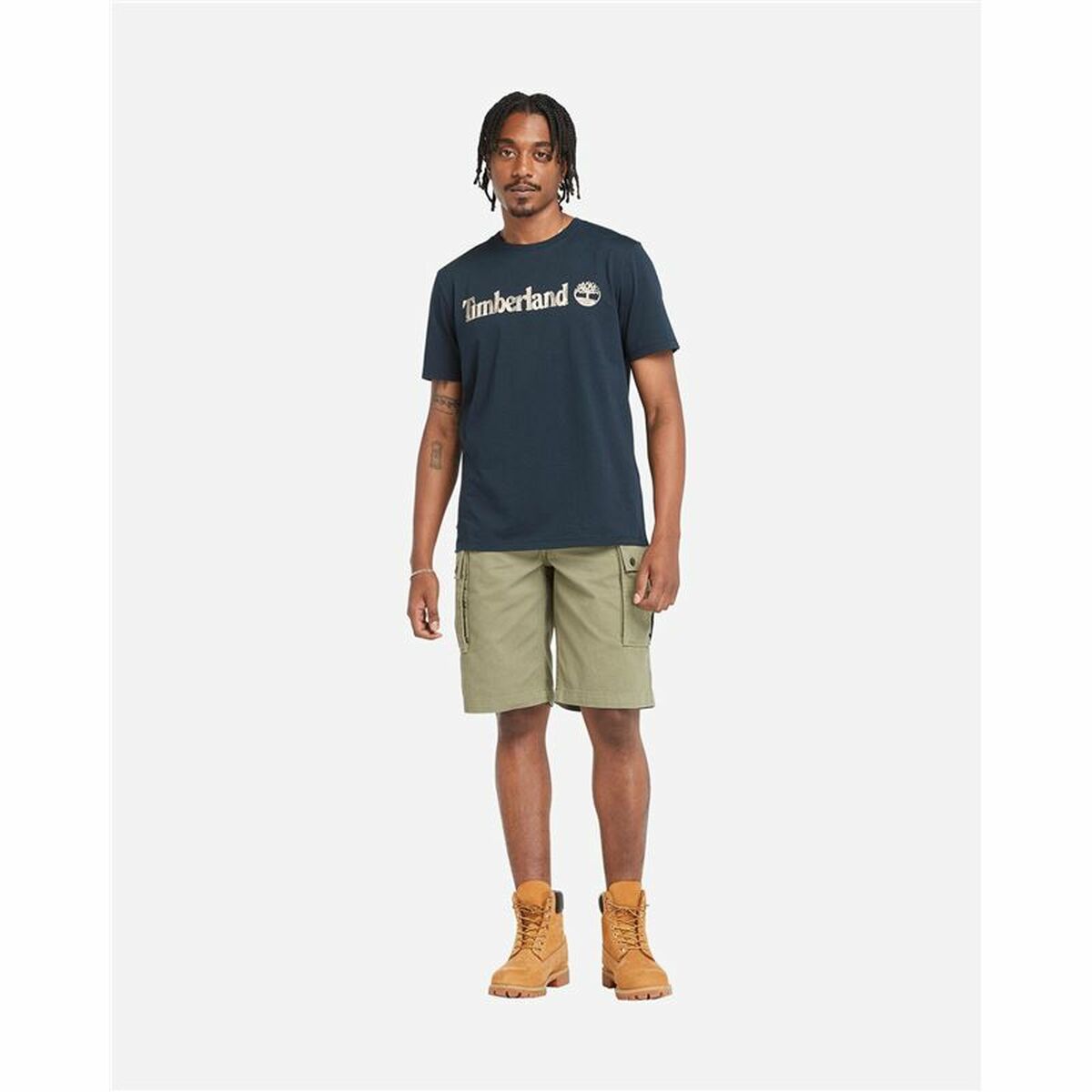 T-shirt med kortärm Herr Timberland Kennebec River Camo Linear Logo Blå - 3