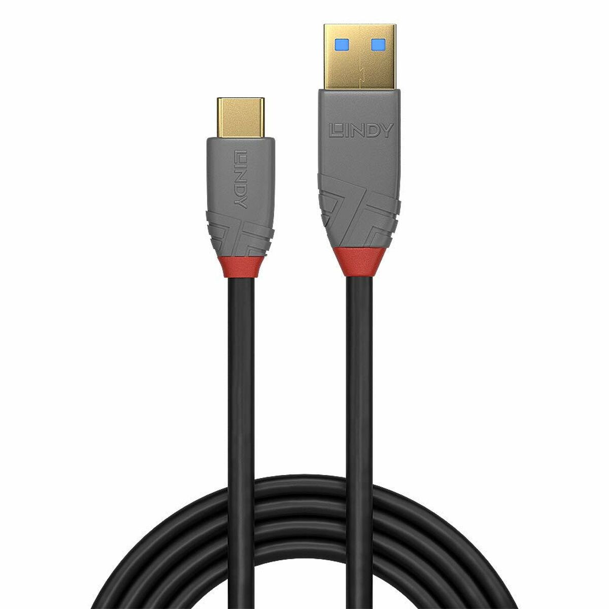 USB A till USB C Kabel LINDY 36911 Svart Antracitgrå - 2