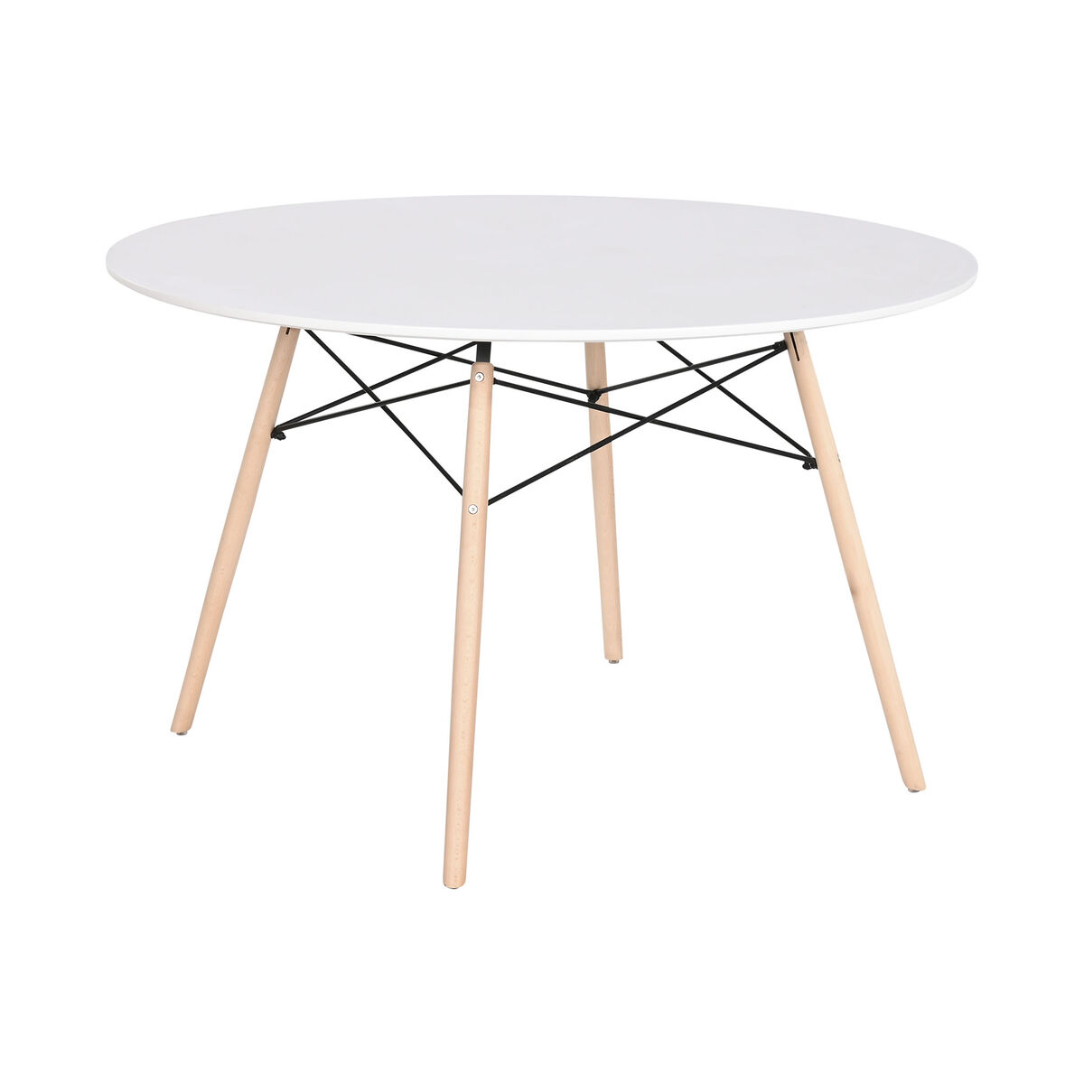 Matsalsbord Home ESPRIT Vit Svart Naturell Björk Trä MDF 120 x 120 x 74 cm - 2