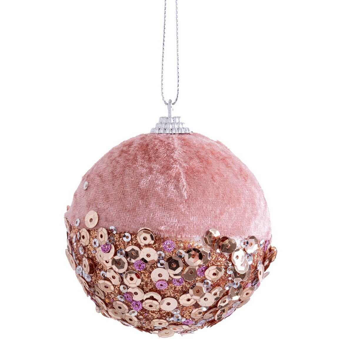 Julgranskulor Rosa Gyllene Polyfoam Tyg 10 x 10 x 10 cm (4 antal) - 4