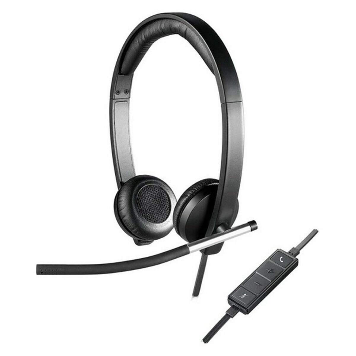 Hörlurar med Mikrofon Logitech 981-000519 USB 2.0 Svart Silvrig
