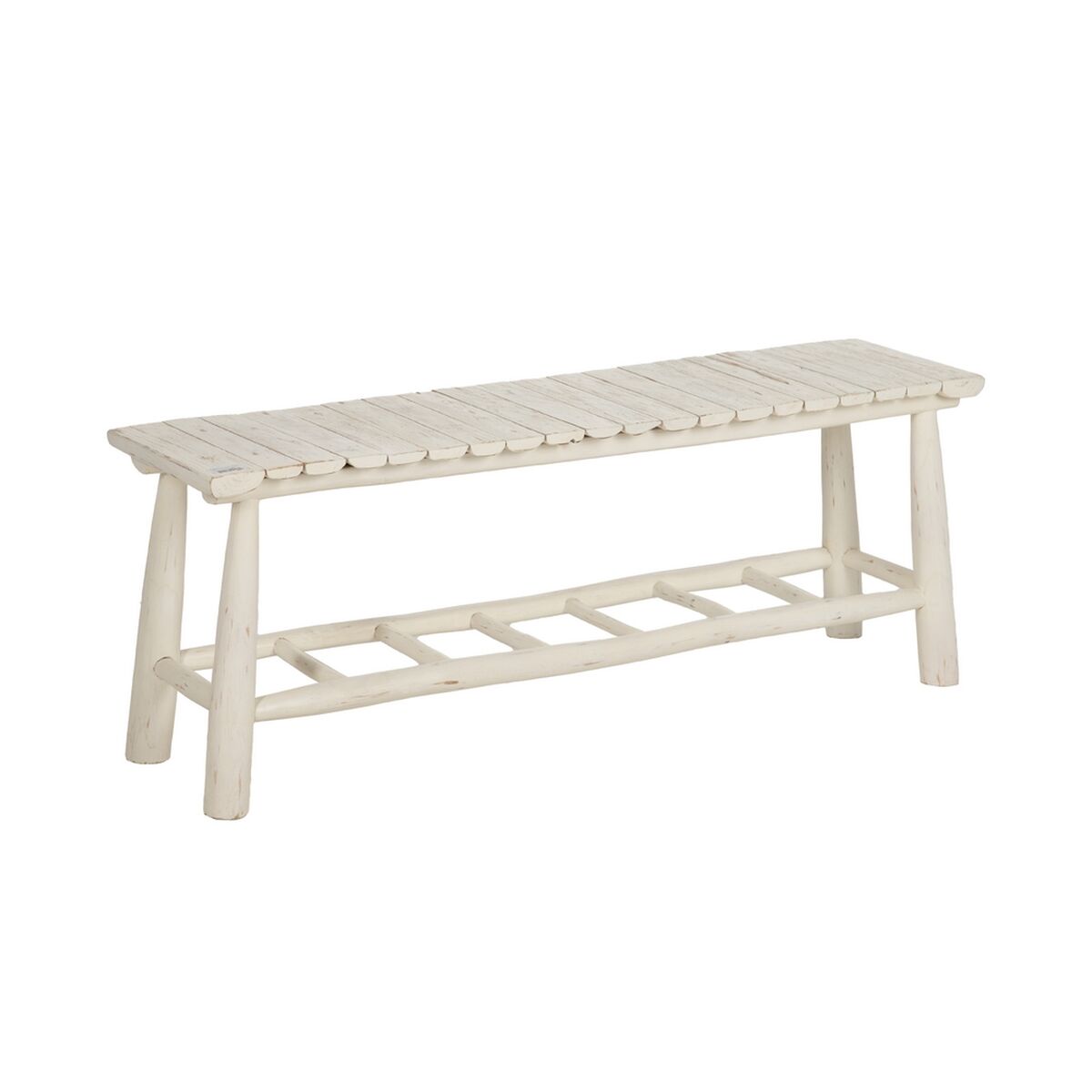 Sittpall Vit teakträ 120 x 30 x 45 cm