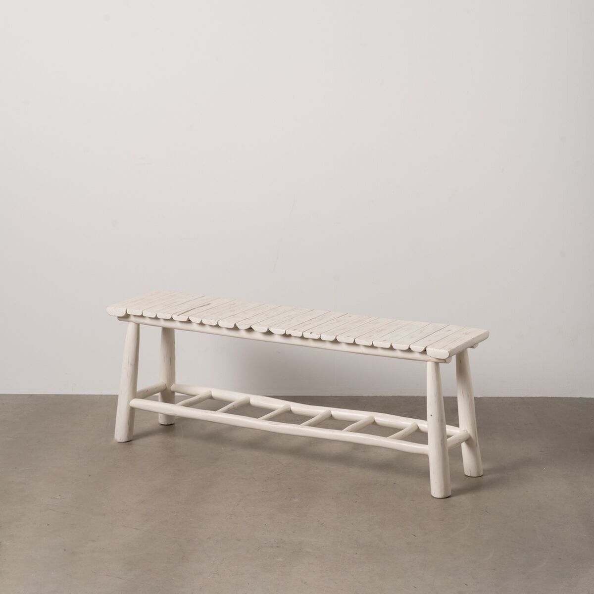 Sittpall Vit teakträ 120 x 30 x 45 cm - 2