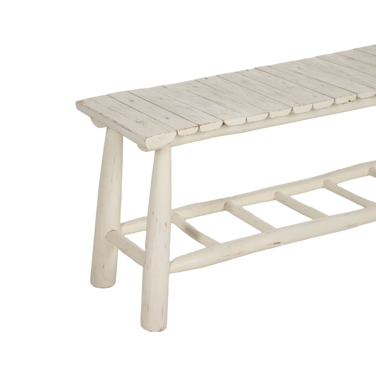 Sittpall Vit teakträ 120 x 30 x 45 cm - 6