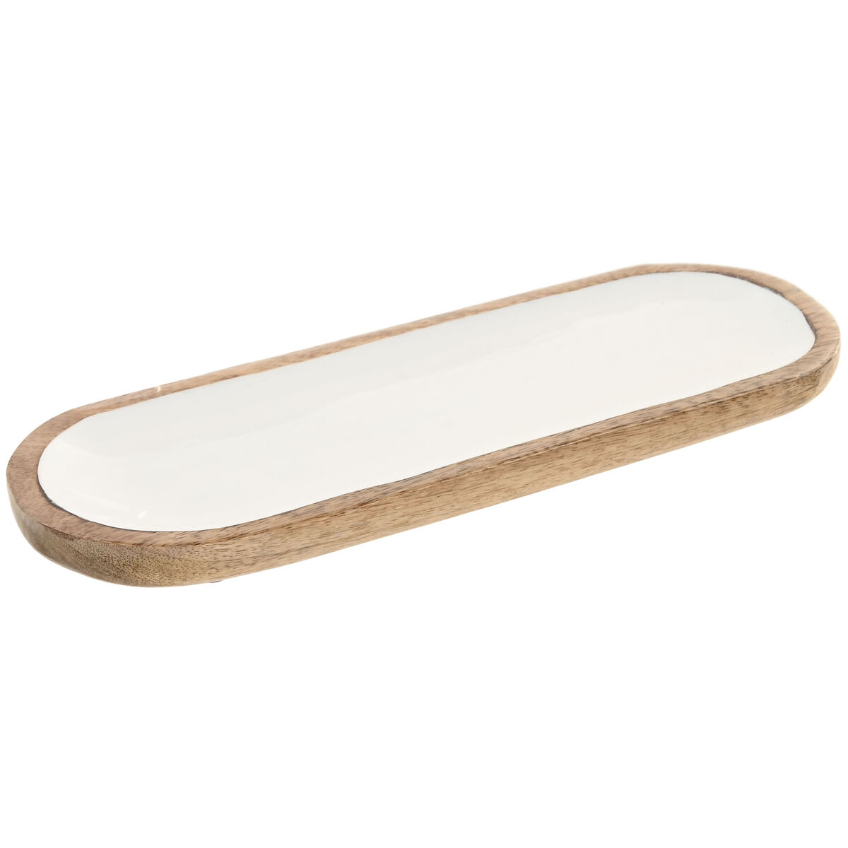 Snacksbricka Home ESPRIT Vit Naturell