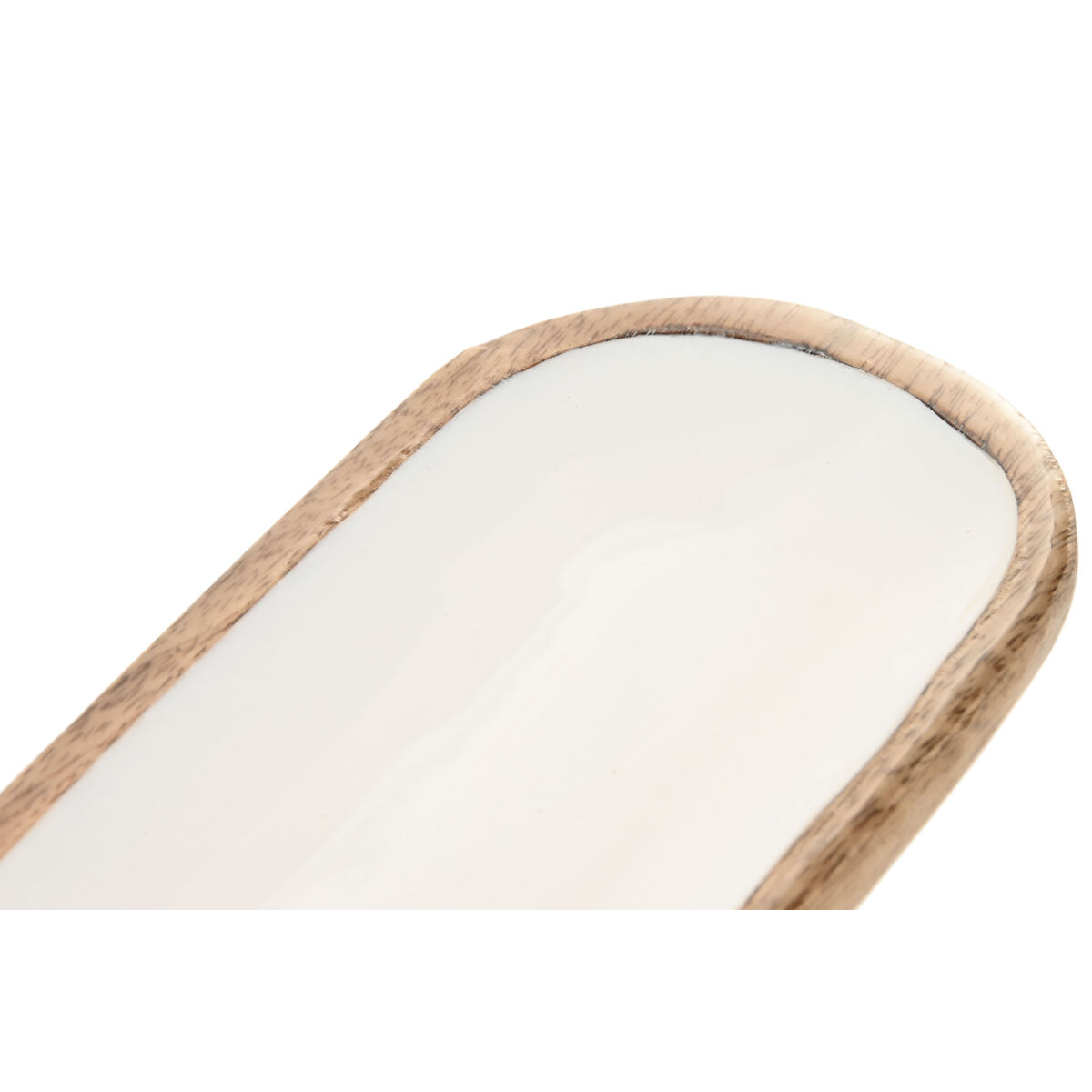 Snacksbricka Home ESPRIT Vit Naturell - 2