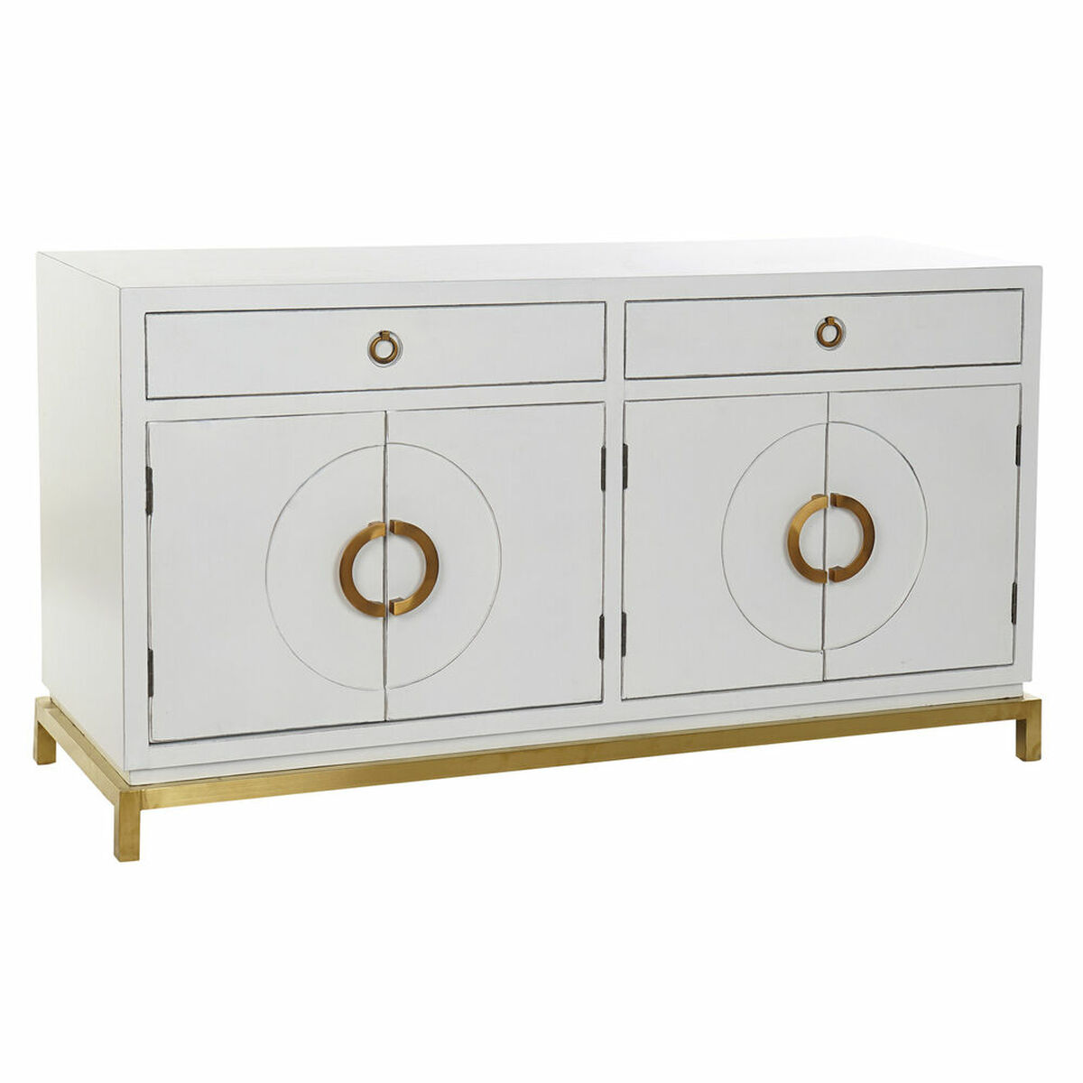 Skänk DKD Home Decor Kamakura Vit Gyllene Metall Poppel 150 x 50 x 80 cm (150 x 50 x 80 cm)