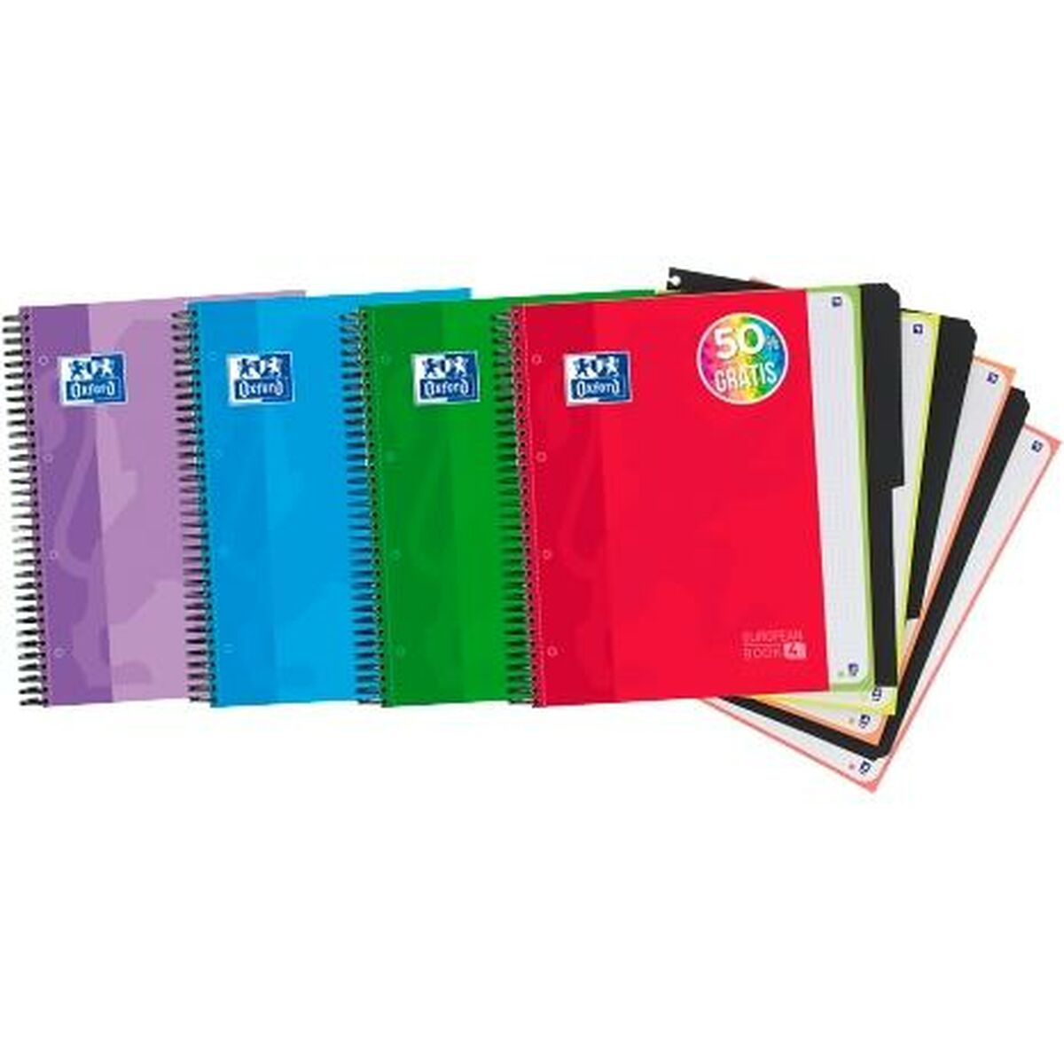 Anteckningsbok Oxford EUROPEANBOOK 4 A4+ 120 Blad 5 Delar (3 antal) - 2