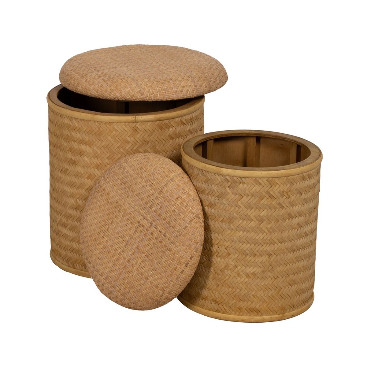 Puff RATÁN Naturell Rattan 40 x 40 x 46 cm (2 antal) - 3