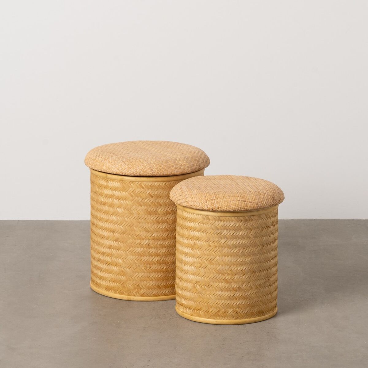 Puff RATÁN Naturell Rattan 40 x 40 x 46 cm (2 antal) - 2
