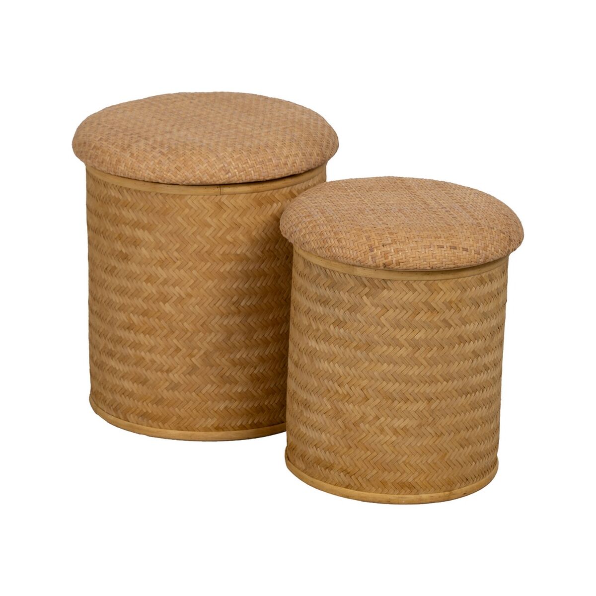 Puff RATÁN Naturell Rattan 40 x 40 x 46 cm (2 antal)