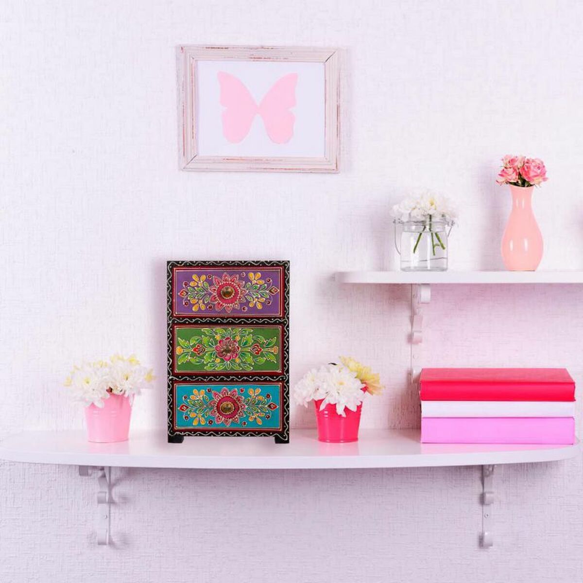 Smyckeskrin Alexandra House Living Måla Trä MDF 11 x 28 x 19 cm 3 lådor - 2