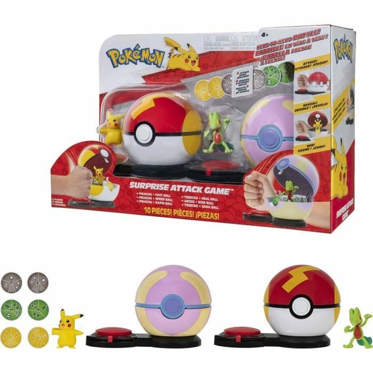 Playset Pokémon Poke Ball surprise attack Pikachu vs Arcko 6 Delar