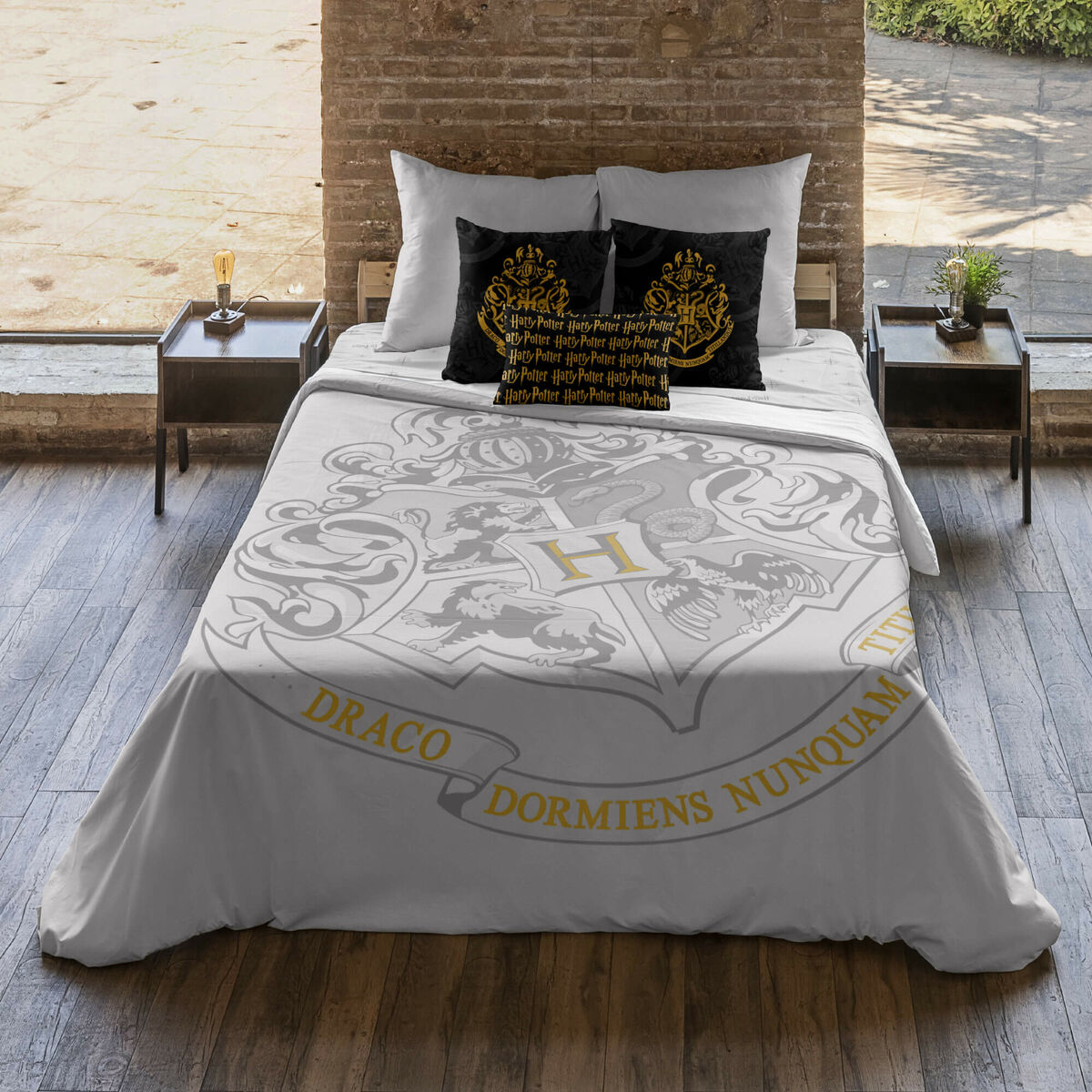 Påslakan Harry Potter Hogwarts Grå 220 x 220 cm Säng 135/140 - 3